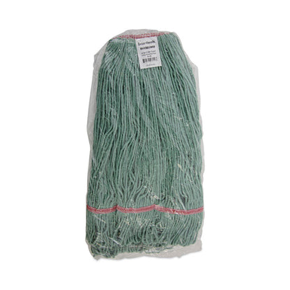 Narrowband Looped-End Mop Head, Premium Standard Head, Cotton/Rayon/Synthetic Fiber, Large, Green