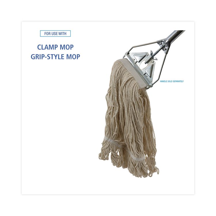 Mop Head, Pro Loop Web/Tailband, Premium Saddleback Head, Cotton, 24 oz, White, 12/Carton
