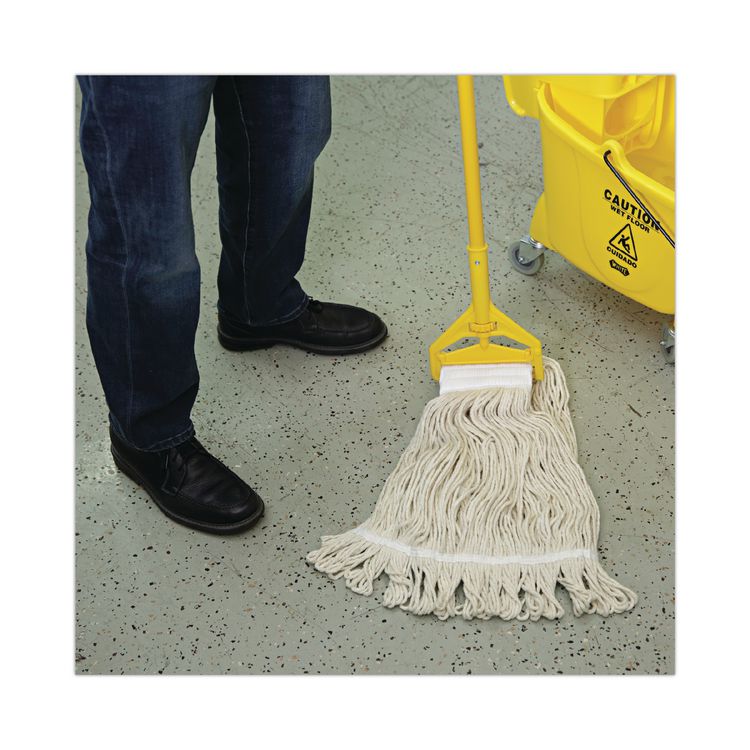 Mop Head, Pro Loop Web/Tailband, Premium Saddleback Head, Cotton, 24 oz, White, 12/Carton