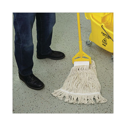 Mop Head, Pro Loop Web/Tailband, Premium Saddleback Head, Cotton, 24 oz, White, 12/Carton