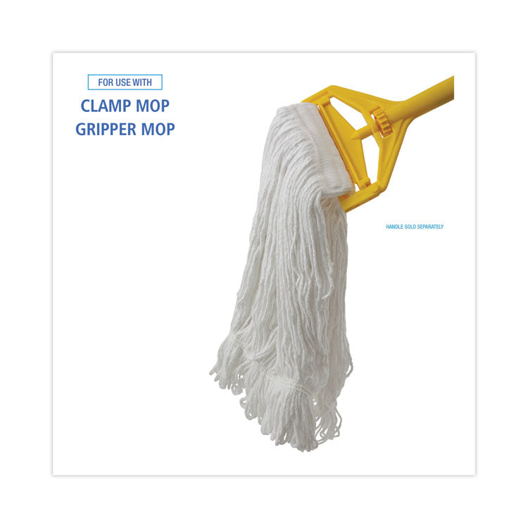 Mop Head, Pro Loop Web/Tailband, Premium Saddleback Head, Rayon, 24 oz., White, 12/Carton