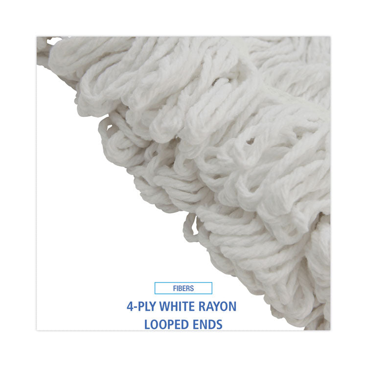 Mop Head, Pro Loop Web/Tailband, Premium Saddleback Head, Rayon, 24 oz., White, 12/Carton