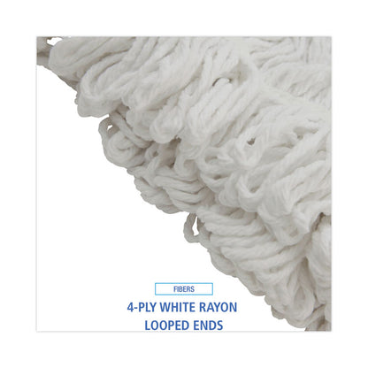 Mop Head, Pro Loop Web/Tailband, Premium Saddleback Head, Rayon, 24 oz., White, 12/Carton