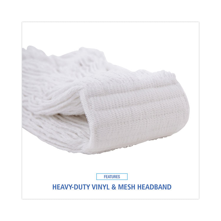 Mop Head, Pro Loop Web/Tailband, Premium Saddleback Head, Rayon, 24 oz., White, 12/Carton