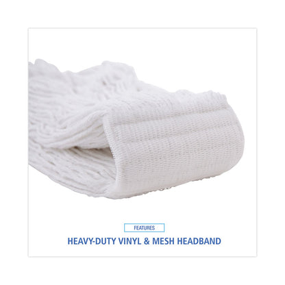Mop Head, Pro Loop Web/Tailband, Premium Saddleback Head, Rayon, 24 oz., White, 12/Carton