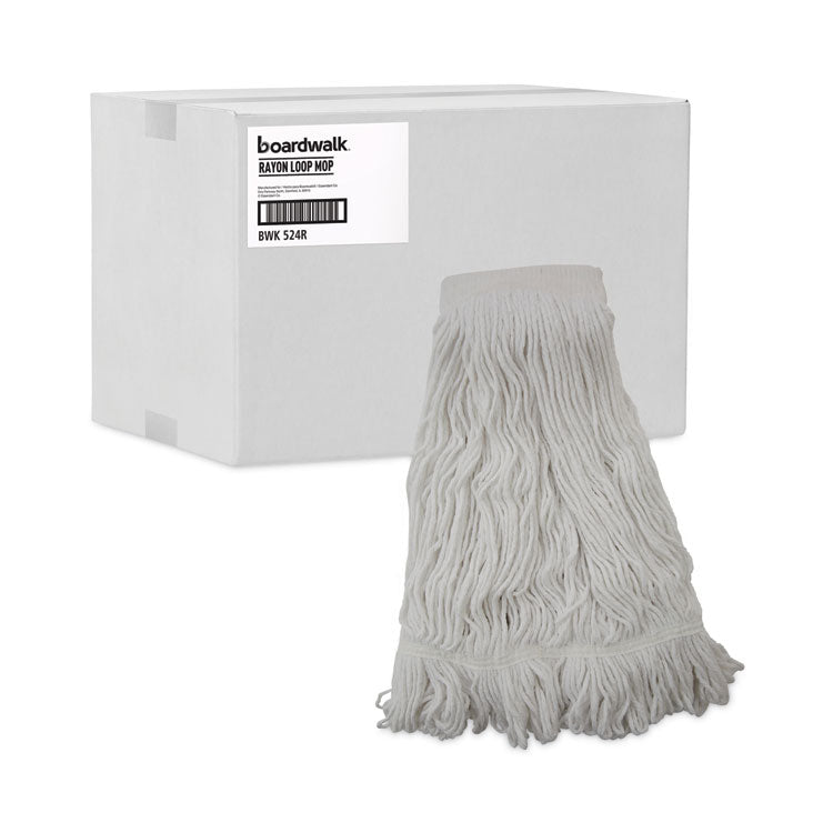 Mop Head, Pro Loop Web/Tailband, Premium Saddleback Head, Rayon, 24 oz., White, 12/Carton