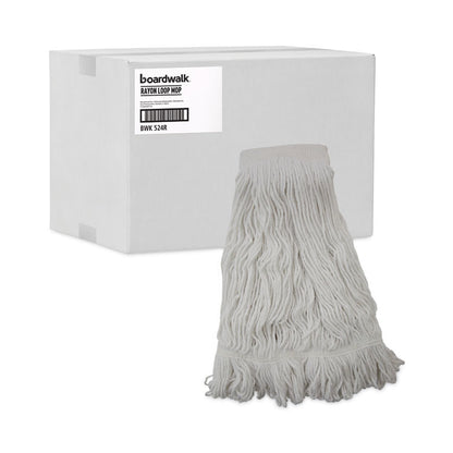 Mop Head, Pro Loop Web/Tailband, Premium Saddleback Head, Rayon, 24 oz., White, 12/Carton