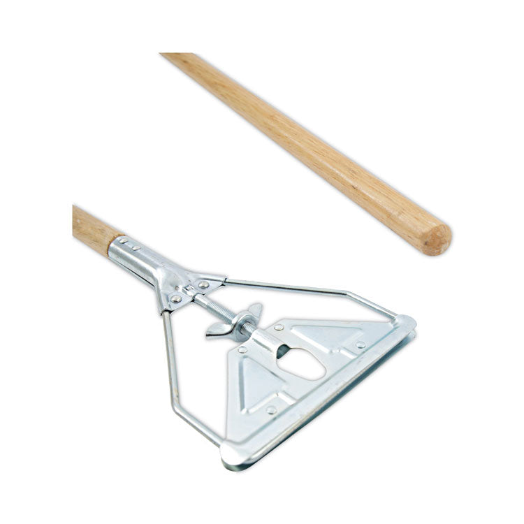 Screw Clamp Metal Head Wooden Mop Handle, #20+, 62", Natural