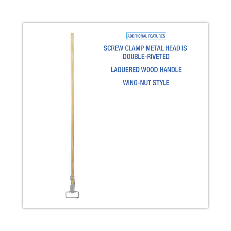 Spring Grip Metal Head Mop Handle for Most Mop Heads, 60", Natural