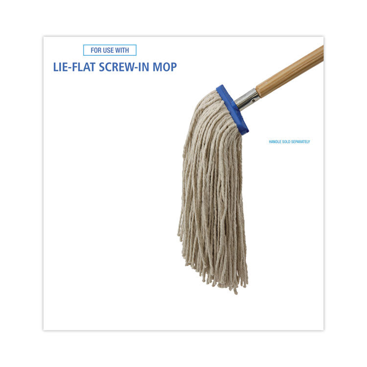 Cut-End Lie-Flat Wet Mop Head, Cotton, 16 oz, White, 12/Carton