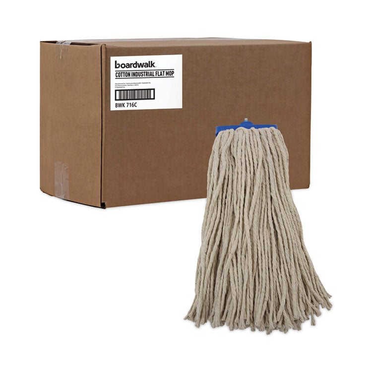 Cut-End Lie-Flat Wet Mop Head, Cotton, 16 oz, White, 12/Carton