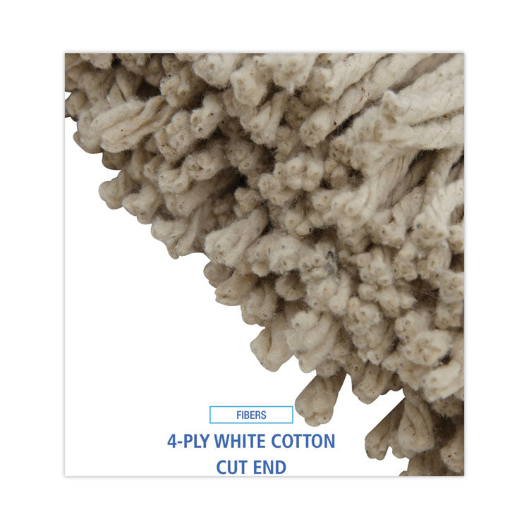 Cut-End Lie-Flat Wet Mop Head, Cotton, 16 oz, White