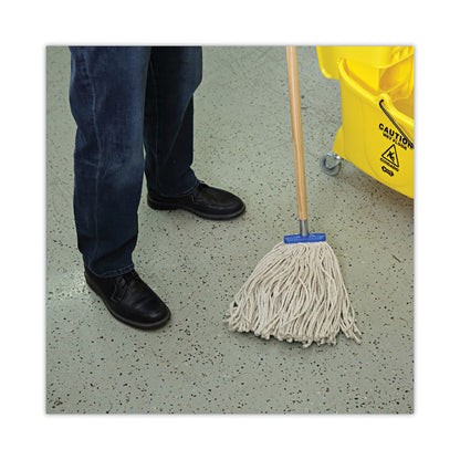 Cut-End Lie-Flat Wet Mop Head, Cotton, 16 oz, White