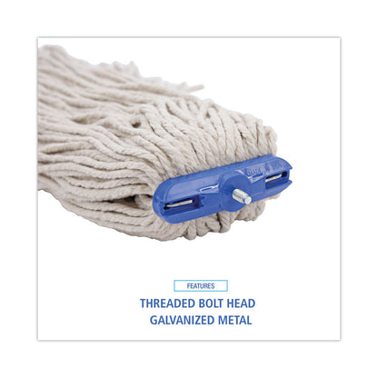 Cut-End Lie-Flat Wet Mop Head, Cotton, 16 oz, White