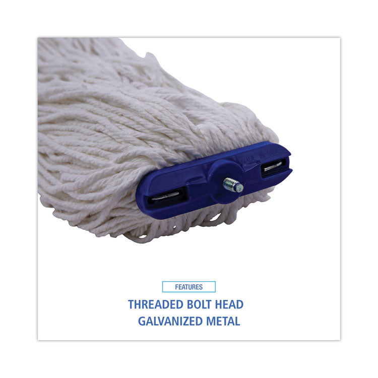 Cut-End Lie-Flat Wet Mop Head, Rayon, 16 oz, White, 12/Carton