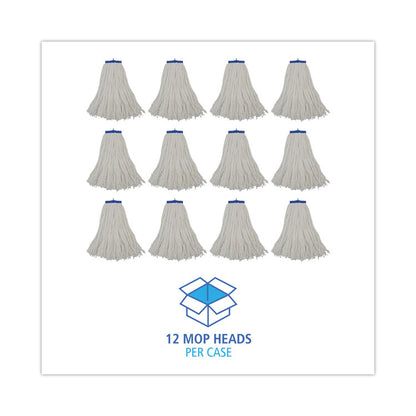 Cut-End Lie-Flat Wet Mop Head, Rayon, 16 oz, White, 12/Carton