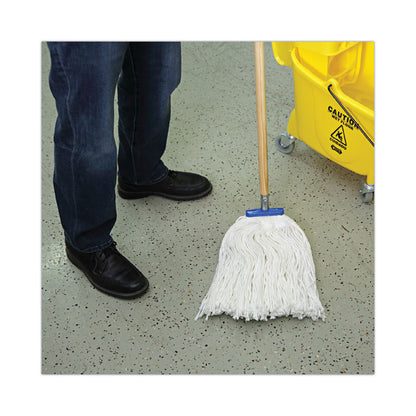 Cut-End Lie-Flat Wet Mop Head, Rayon, 16 oz, White