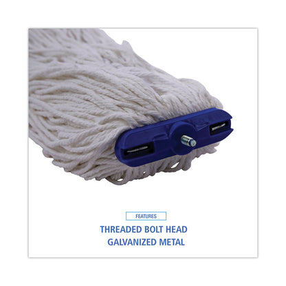 Cut-End Lie-Flat Wet Mop Head, Rayon, 16 oz, White