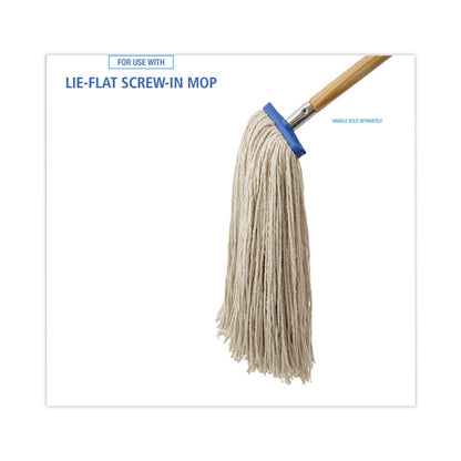 Mop Head, Economical Lie-Flat Head, Cotton Fiber, 20 oz, White, 12/Carton