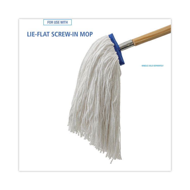 Mop Head, Economical Lie-Flat Head, Rayon Fiber, 20 oz, White, 12/Carton