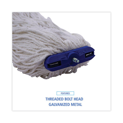 Mop Head, Economical Lie-Flat Head, Rayon Fiber, 20 oz, White, 12/Carton
