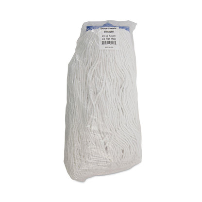 Mop Head, Economical Lie-Flat Head, Rayon Fiber, 20 oz, White, 12/Carton