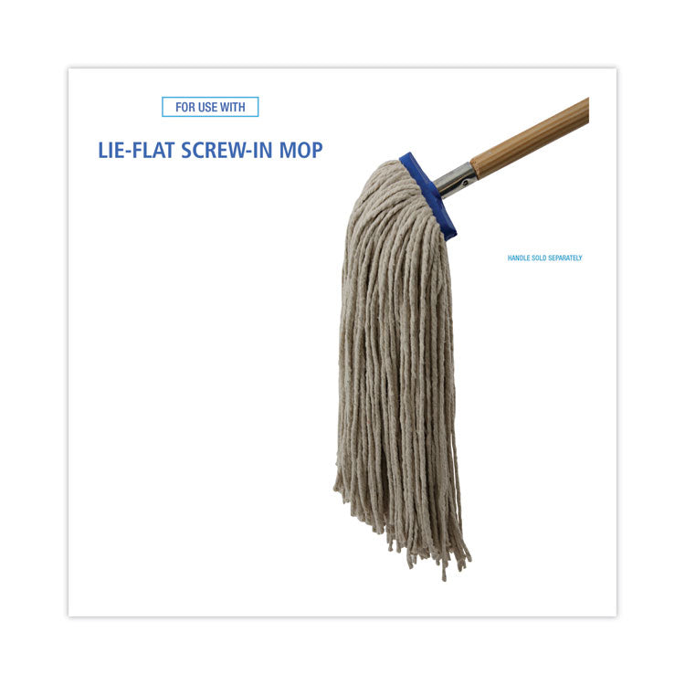 Cut-End Lie-Flat Wet Mop Head, Cotton, 24 oz, White, 12/Carton