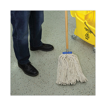 Cut-End Lie-Flat Wet Mop Head, Cotton, 24 oz, White, 12/Carton