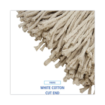 Cut-End Lie-Flat Wet Mop Head, Cotton, 24 oz, White