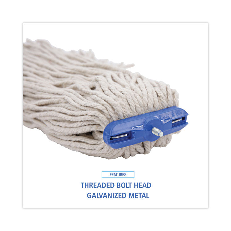 Cut-End Lie-Flat Wet Mop Head, Cotton, 24 oz, White