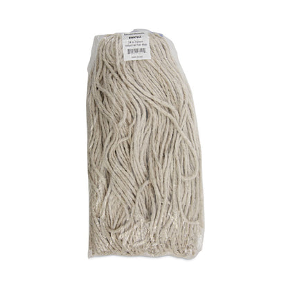 Cut-End Lie-Flat Wet Mop Head, Cotton, 24 oz, White