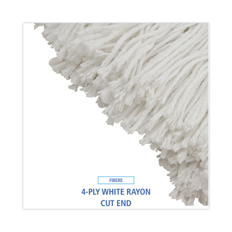 Cut-End Lie-Flat Wet Mop Head, Rayon, 24 oz, White, 12/Carton