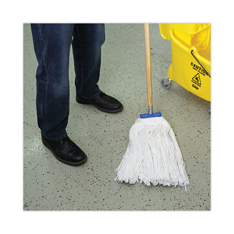Cut-End Lie-Flat Wet Mop Head, Rayon, 24 oz, White, 12/Carton