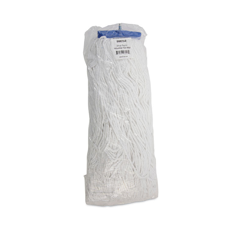 Cut-End Lie-Flat Wet Mop Head, Rayon, 24 oz, White, 12/Carton