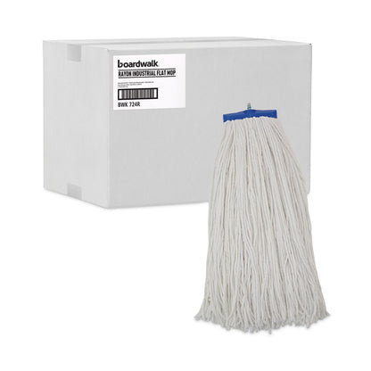 Cut-End Lie-Flat Wet Mop Head, Rayon, 24 oz, White, 12/Carton