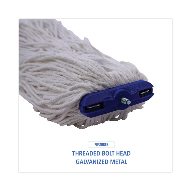 Cut-End Lie-Flat Wet Mop Head, Rayon, 24 oz, White