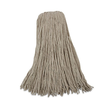 Mop Head, Economical Lie-Flat Head, Cotton Fiber, 32 oz, White, 12/Carton