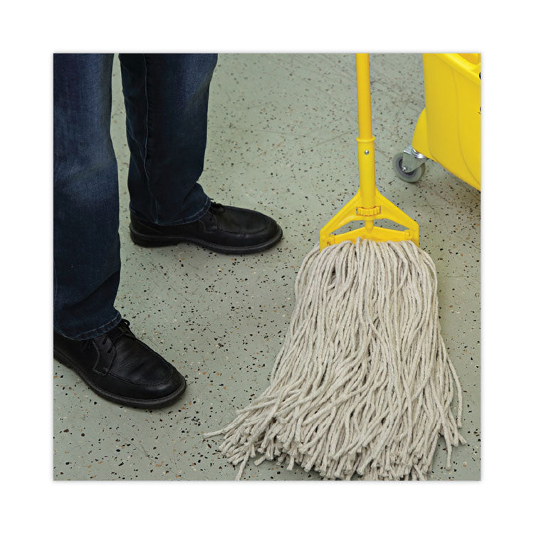Mop Head, Economical Lie-Flat Head, Cotton Fiber, 32 oz, White, 12/Carton