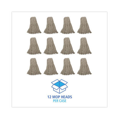 Mop Head, Economical Lie-Flat Head, Cotton Fiber, 32 oz, White, 12/Carton