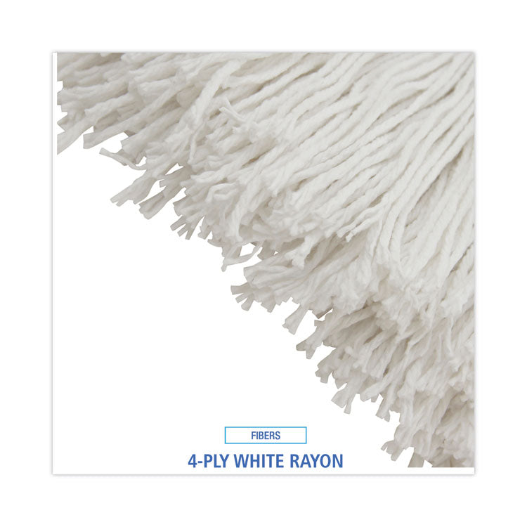 Mop Head, Economical Lie-Flat Head, Rayon Fiber, 32 oz, White, 12/Carton