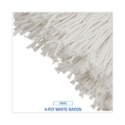 Mop Head, Economical Lie-Flat Head, Rayon Fiber, 32 oz, White, 12/Carton