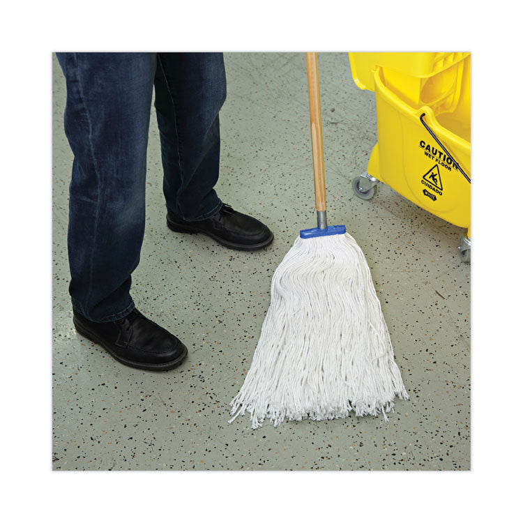 Mop Head, Economical Lie-Flat Head, Rayon Fiber, 32 oz, White, 12/Carton