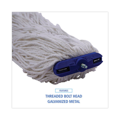 Mop Head, Economical Lie-Flat Head, Rayon Fiber, 32 oz, White, 12/Carton
