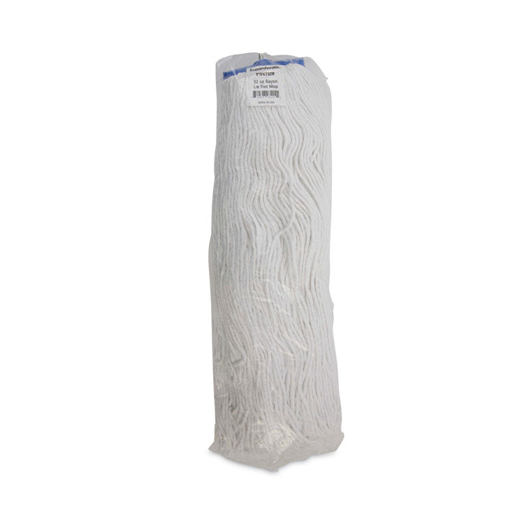Mop Head, Economical Lie-Flat Head, Rayon Fiber, 32 oz, White, 12/Carton