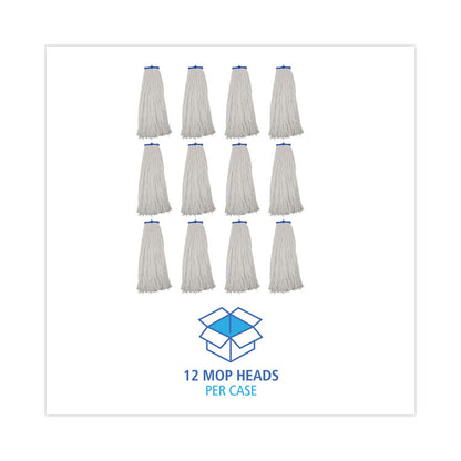 Mop Head, Economical Lie-Flat Head, Rayon Fiber, 32 oz, White, 12/Carton