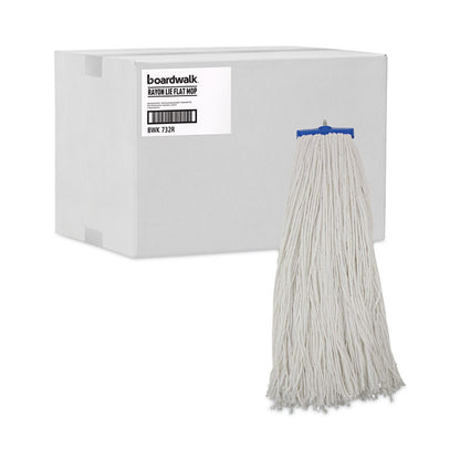 Mop Head, Economical Lie-Flat Head, Rayon Fiber, 32 oz, White, 12/Carton