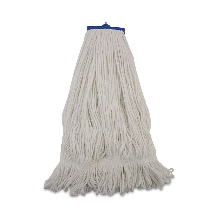 Mop Head, Lie-Flat Head, Rayon Fiber, 24 oz, White, 12/Carton