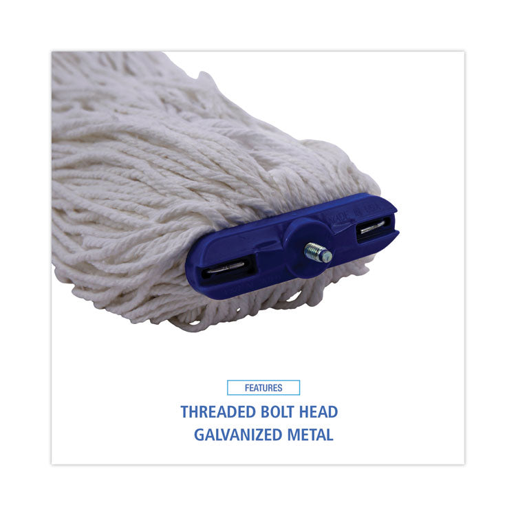 Mop Head, Lie-Flat Head, Rayon Fiber, 24 oz, White, 12/Carton
