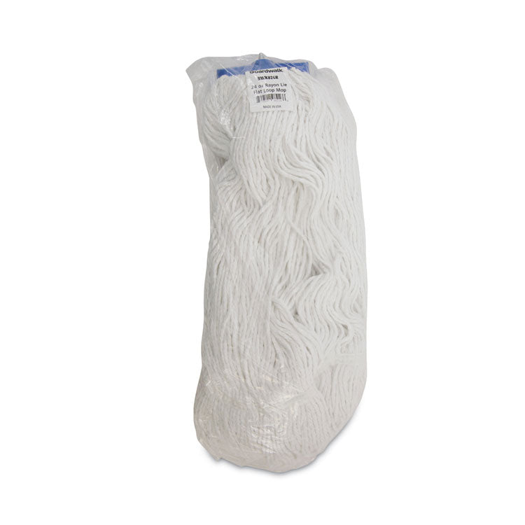Mop Head, Lie-Flat Head, Rayon Fiber, 24 oz, White, 12/Carton