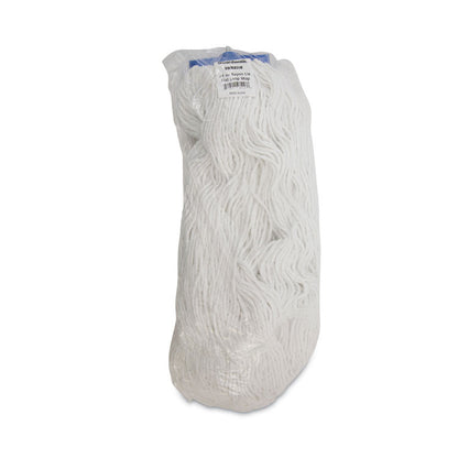 Mop Head, Lie-Flat Head, Rayon Fiber, 24 oz, White, 12/Carton
